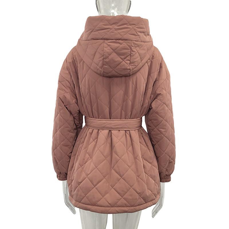 Women's Arygle Hooded Parkas Winter Coat - AM APPAREL