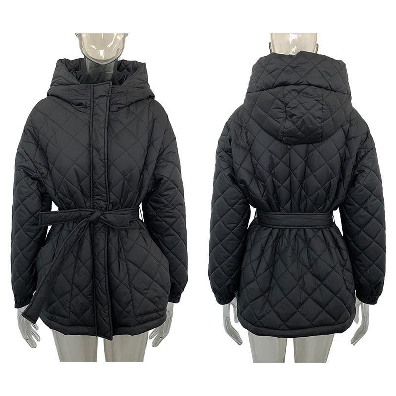 Women's Arygle Hooded Parkas Winter Coat - AM APPAREL