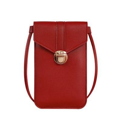 Women's Crossbody Faux Leather Phone Clutch - AM APPAREL