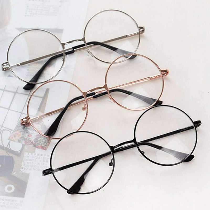 Women's Round Metal Frame Glasses With Clear Lens - AM APPAREL