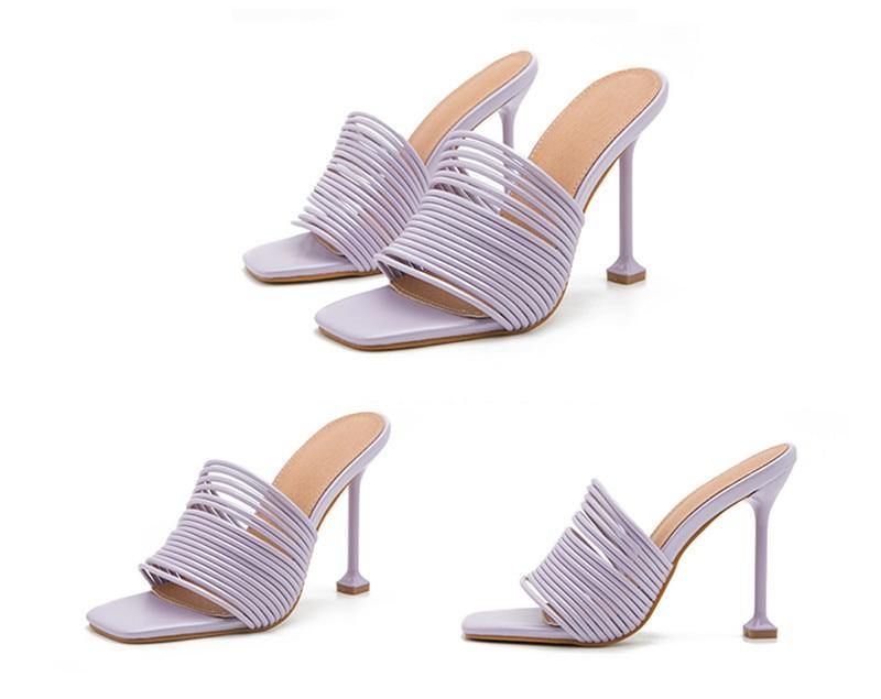 Women's Square-Shaped Toe Strap High Heels - AM APPAREL