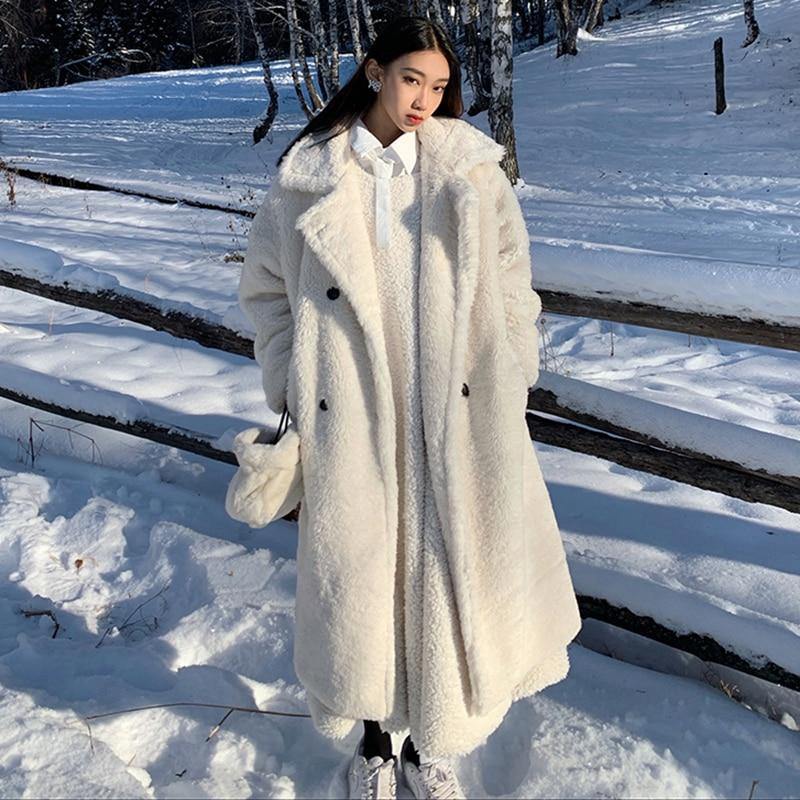 Women's Winter Faux Fur Long Coat - AM APPAREL